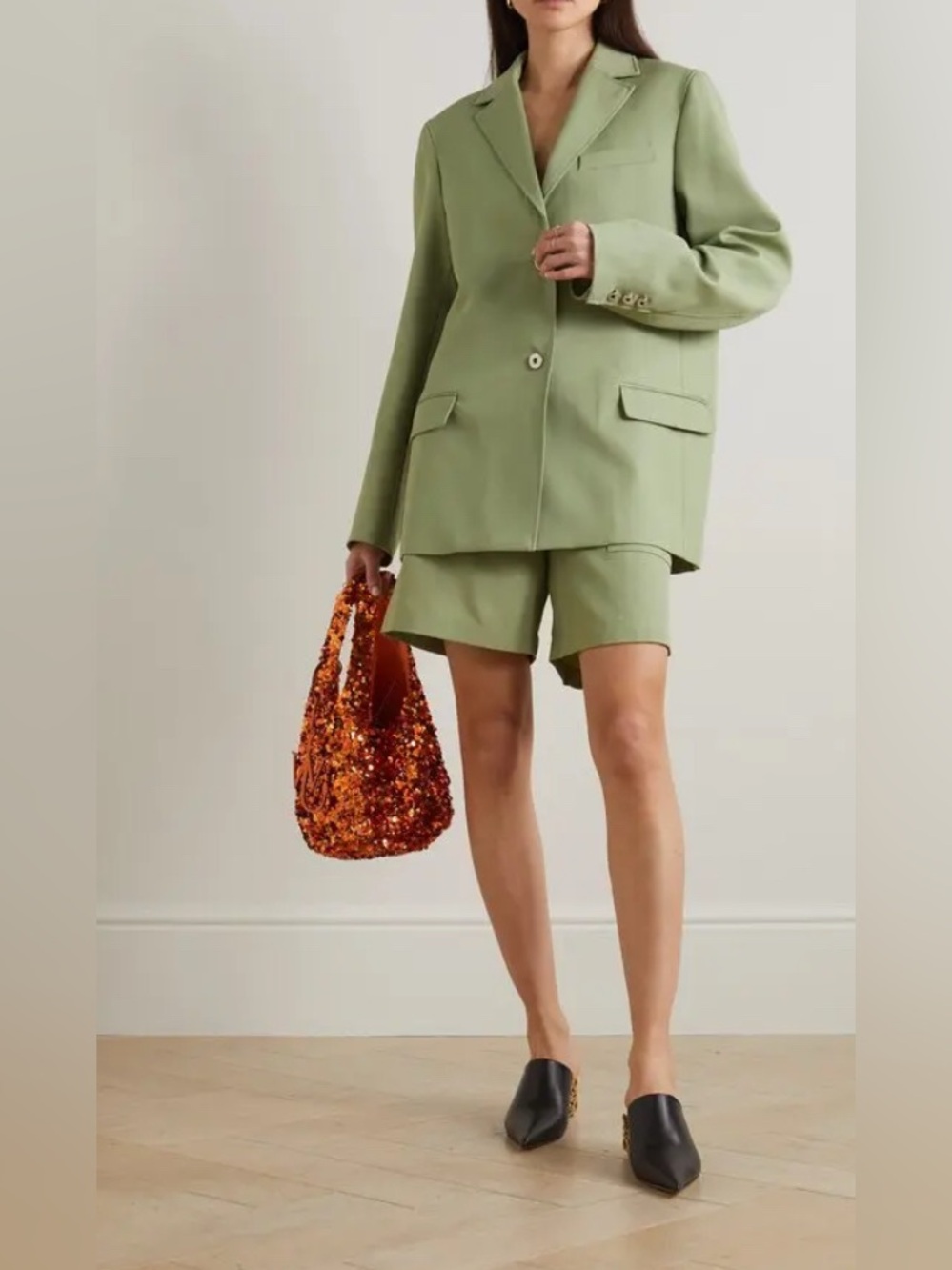 JW Anderson Oversized Grain de Poudre Wool Blazer in a light pistachio NWT